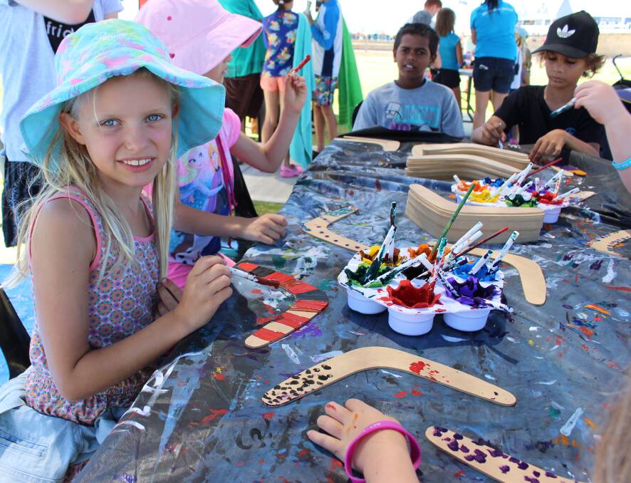 Art and craft: Besides enjoying an afternoon of song and dance, children painted boomerangs (kylie) and designed clapping sticks.  