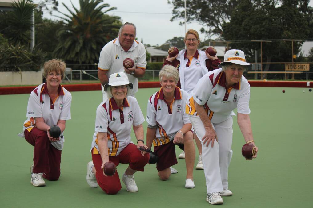 Come join us: Cowaramup Bowling Club's Jan Brown, Mary Beale, coach Keith Simmonds, Anne Parker, Vicki Simmonds, and Coral Penfold hope to welcome new faces this season.