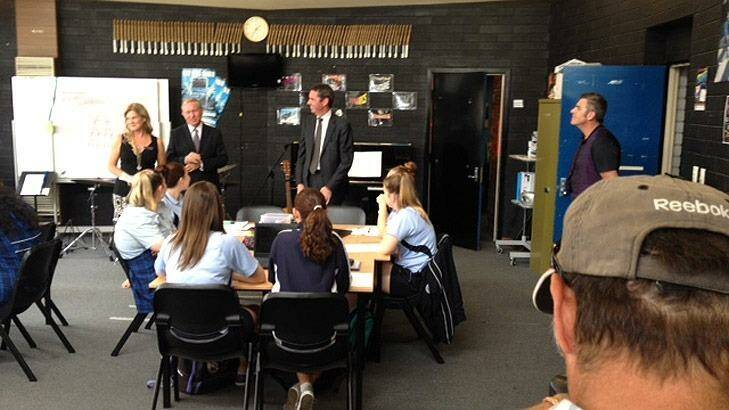 Premier Colin Barnett and Education Minister Peter Collier visit Cecil Andrews Senior High in Armadale. Photo: Ray Sparvell