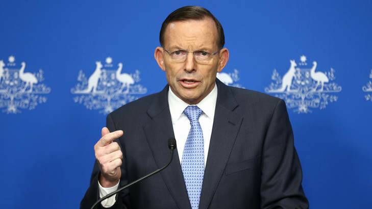 Prime Minister Tony Abbott addresses the media on Malaysia Airlines flight MH17 during a press conference at Parliament House in Canberra on Saturday. Photo: Alex Ellinghausen