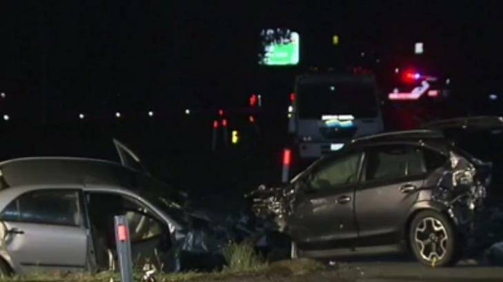 A woman has died and two others injured after a three-car crash at Landsborough on Saturday evening. Photo: The Today Show - Twitter