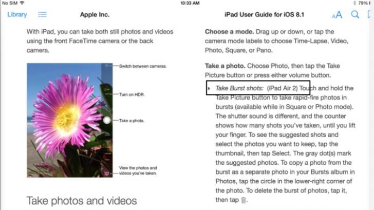 Further screens reveal the iPad Air 2 can take images in burst mode. Photo: 9to5Mac