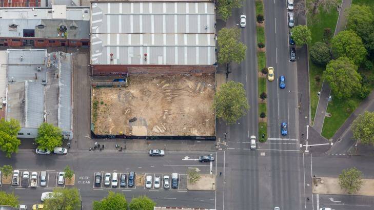 The vacant site at 501-509 King Street in West Melbourne. Photo: Cloud 9 Aerial Photography