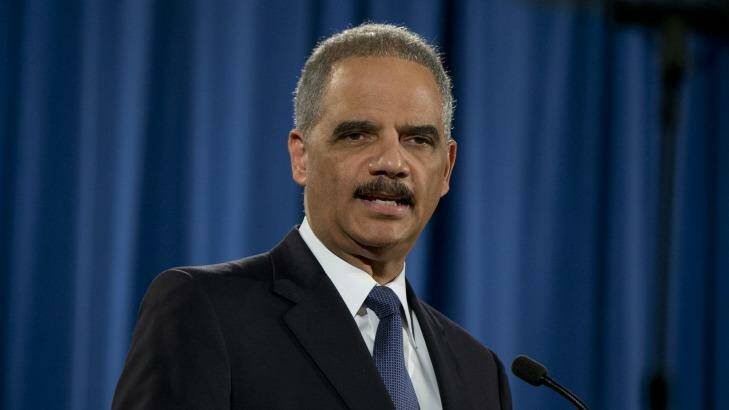 Attorney General Eric Holder speaks at the Justice Department in Washington. Photo: Carolyn Kaster