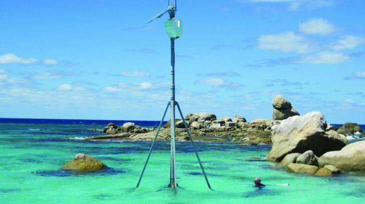 Great Barrier Reef: A communications tower, part of Australia's ocean observing system, IMOS, that may be forced to shut down in June. Photo: Scott Bainbridge