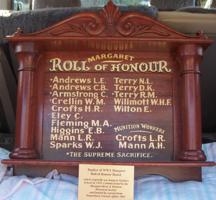 Honour roll: Do you know the families of these Margaret River men? Help is needed to flesh out the stories of each of these ANZACs on the replica honour board which now hangs in the old Bramley School building.