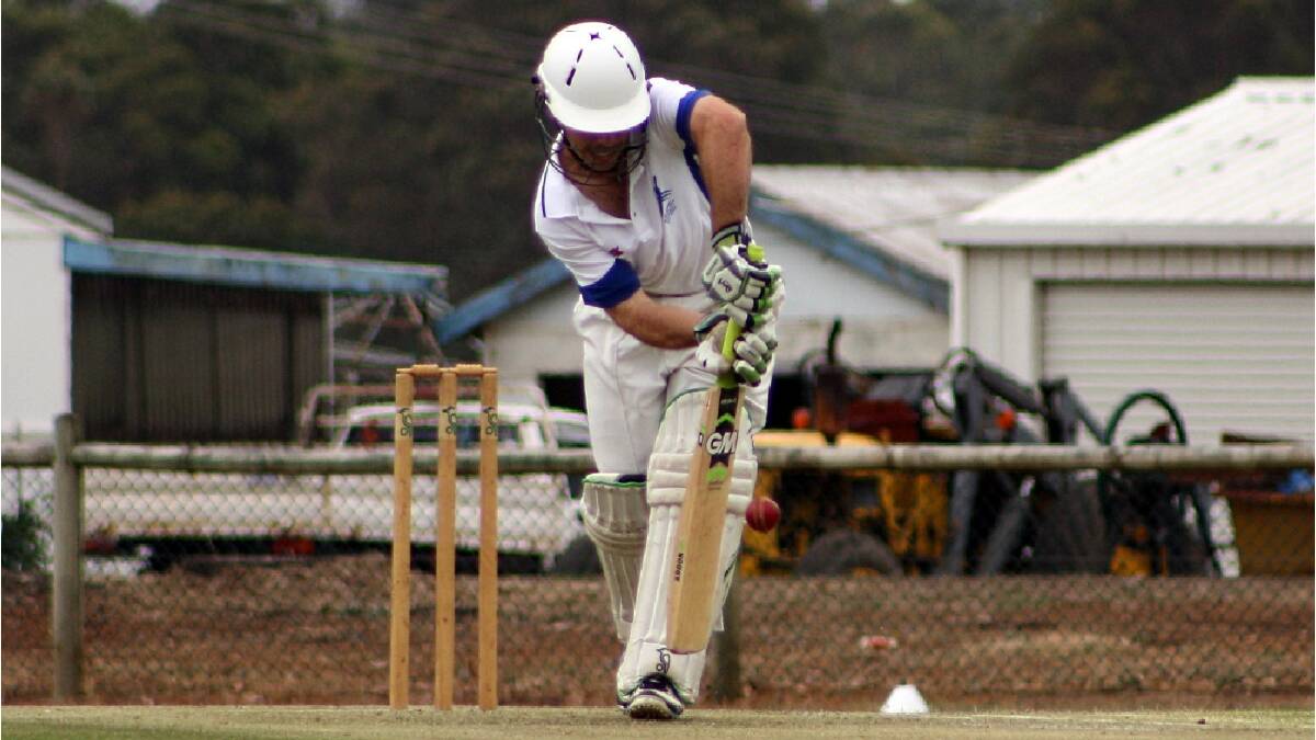 St Mary's Ben Lloyd on his way to an epic 130 not-out in their A grade clash against Cowaramup on Saturday. Photo by Sandy Powell/Margaret River Mail.