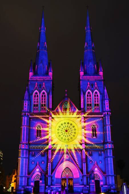 Every evening until Christmas, The Lights of Christmas show is projected onto St Mary's Cathedral in Sydney. The show comes on just after dusk and stays on until midnight.