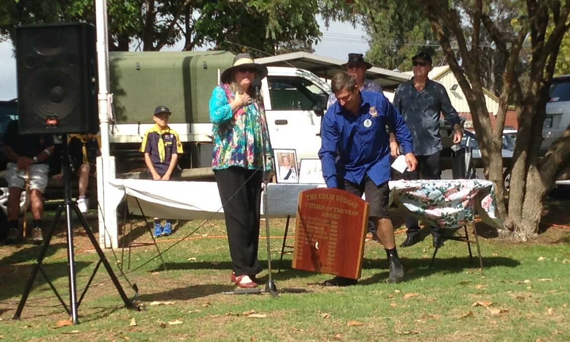 Cowaramup’s Citizen of the Year Jill Turton accepting her award on Australia Day. 
