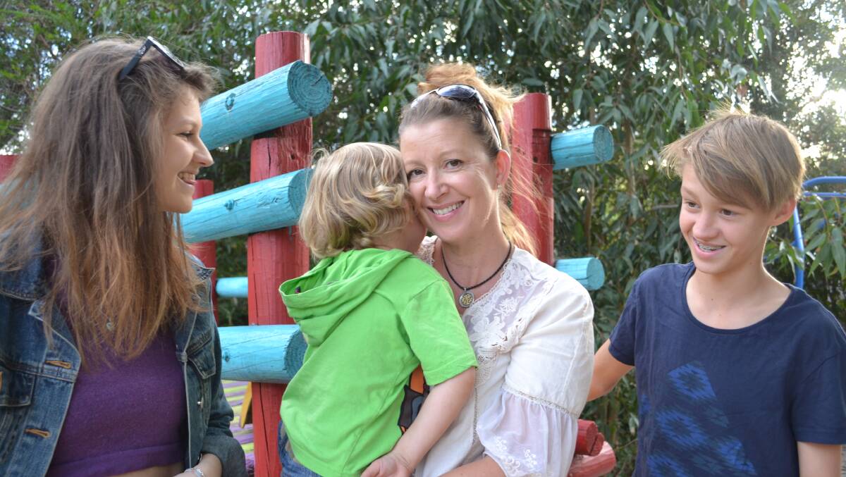 Jacqui Simons with her children, Ebony and Taylor Chick and Jye Panossian, who all attended Margaret River Kindy.