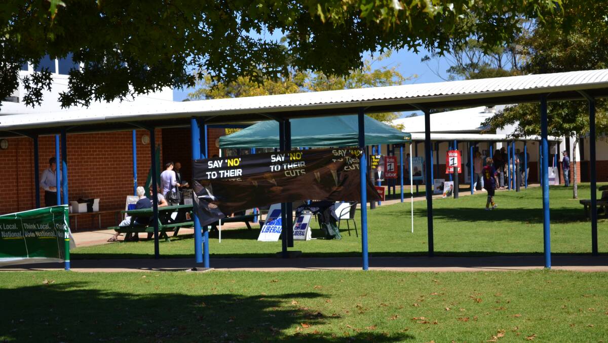Sunny day: Voters make their way down to the polling booths at the Margaret River Senior High School.