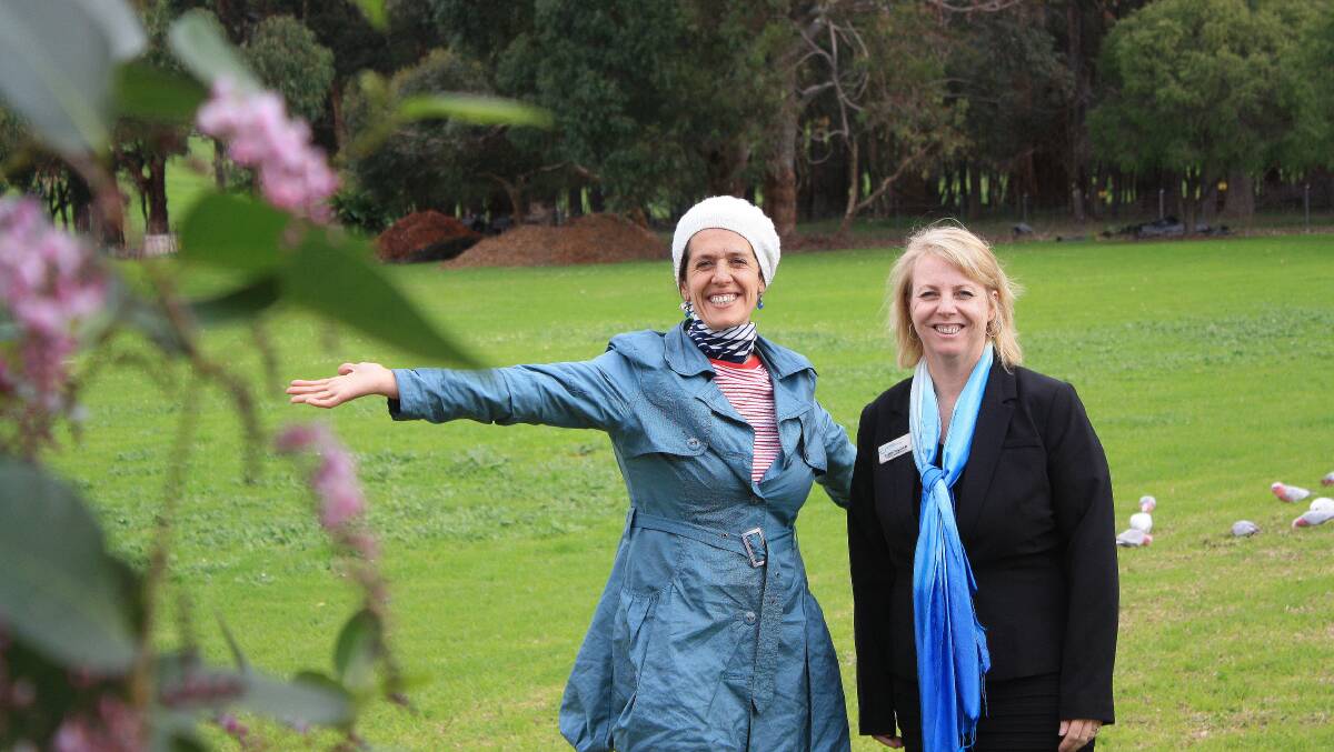Ready for action: Margaret River Farmers’ Market co-ordinator Kat Lombardo and SWIT campus administrator Judith Reynolds test out the new site. Photo: Zannia Yakas