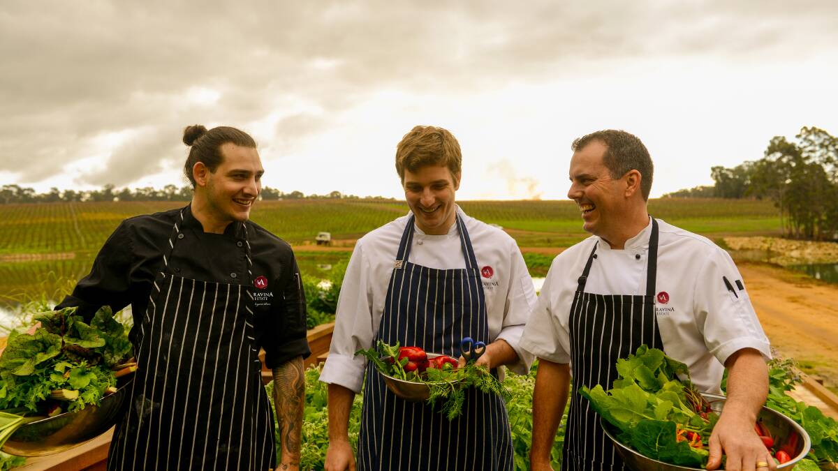 Aravina Estate chefs, from left, Matt Black, Andrew Foulsham and Tony Howell