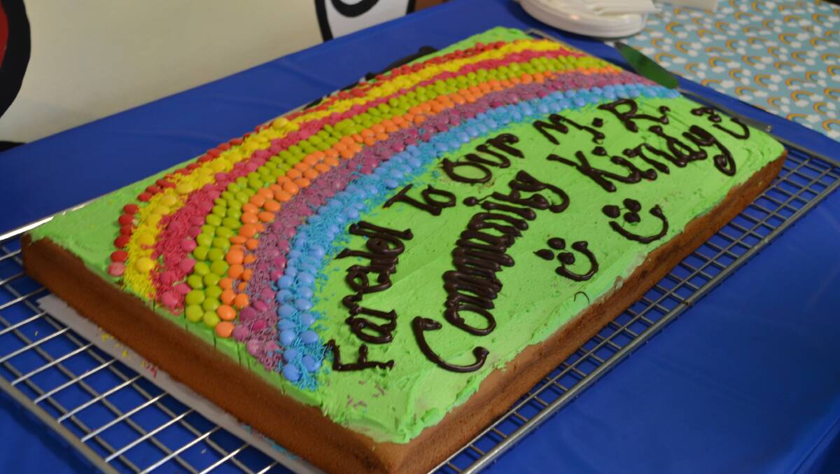 The delicious rainbow cake served to guests at the Kindy sundowner.