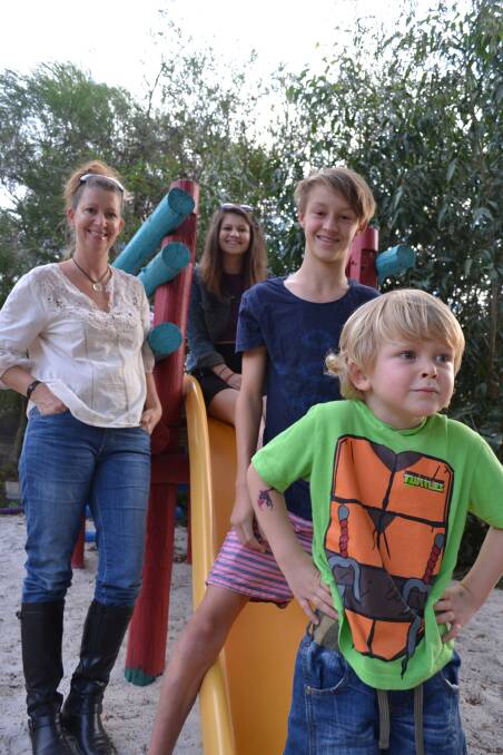 Jacqui Simons with her children, Ebony and Taylor Chick and Jye Panossian, who all attended Margaret River Kindy.