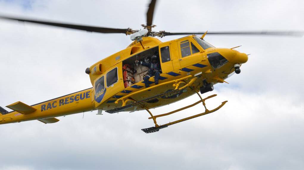 The RAC Rescue helicopter flew the injured 26-year-old man to Perth on Wednesday night. Photo: Mandurah Mail (from archives)