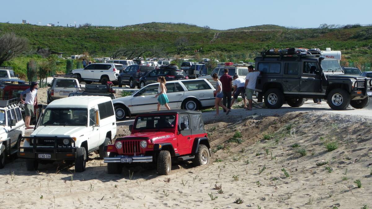 Cars were parked on top of Prevelly sand dunes during the Margaret River Pro. Photo: supplied