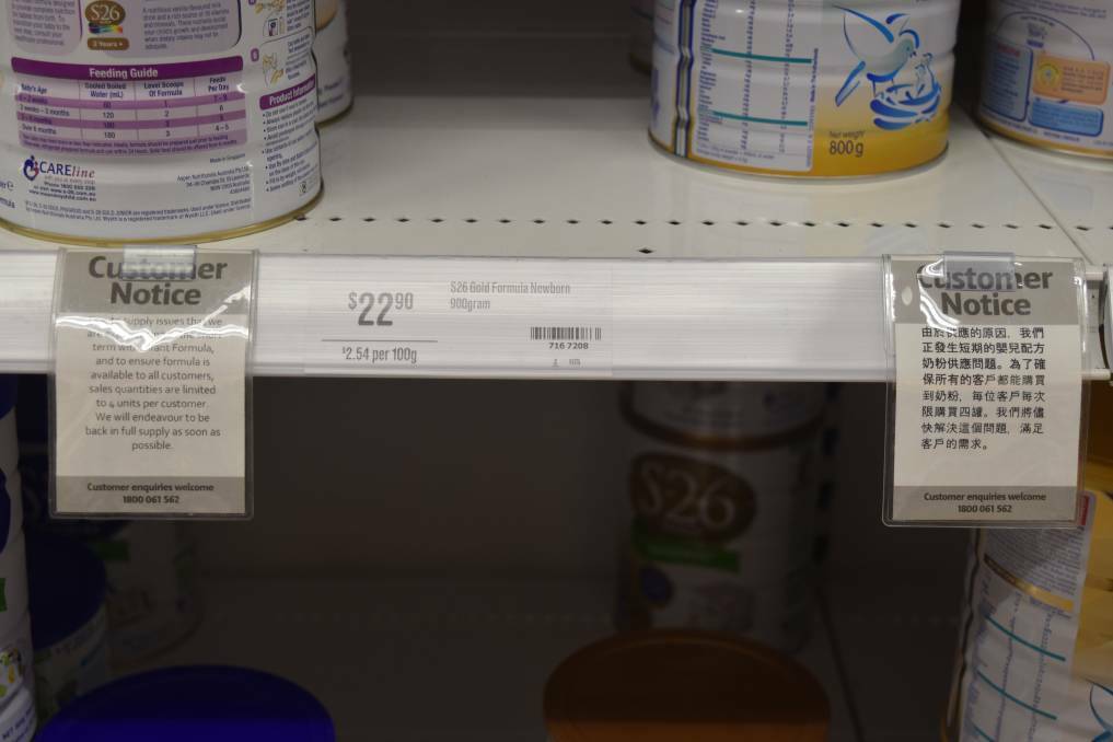 Crisis: Some Coles stores have started to place signs on shelves detailing the purchase limit for formula 
