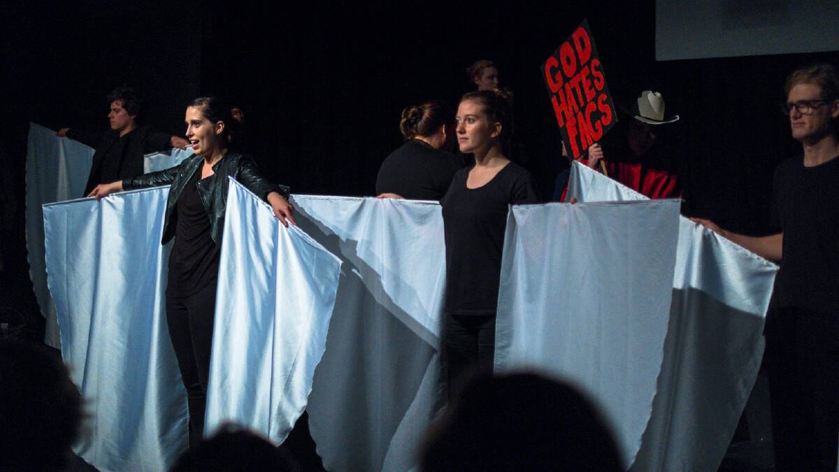 The year 10 - 12 students of Margaret River Senior High School delivered an emotional performance of the documentary drama 'The Laramie Project' amid controversy and attacks from the American Westboro Baptist Church. Photo by Sandy Powell. 