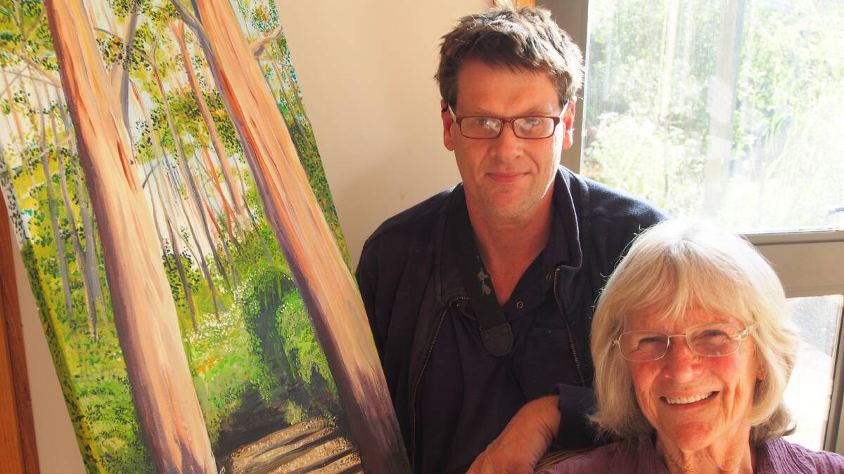 Picture of recovery: Ben White has recently finished his landscape painting of Boranup Forest, which has been admired by his mother Veronica.