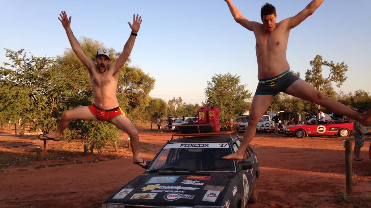 FoxCox and their old shitbox: Colin Fox and David Willcox will drive through the outback to raise funds for cancer research.
