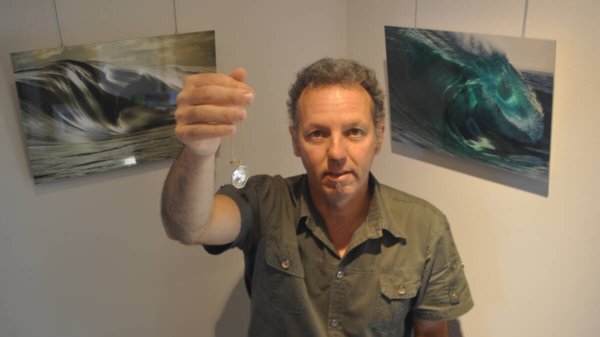 Sea to believe: Francois Payet with one of his creations and the work of Russell Ord.
