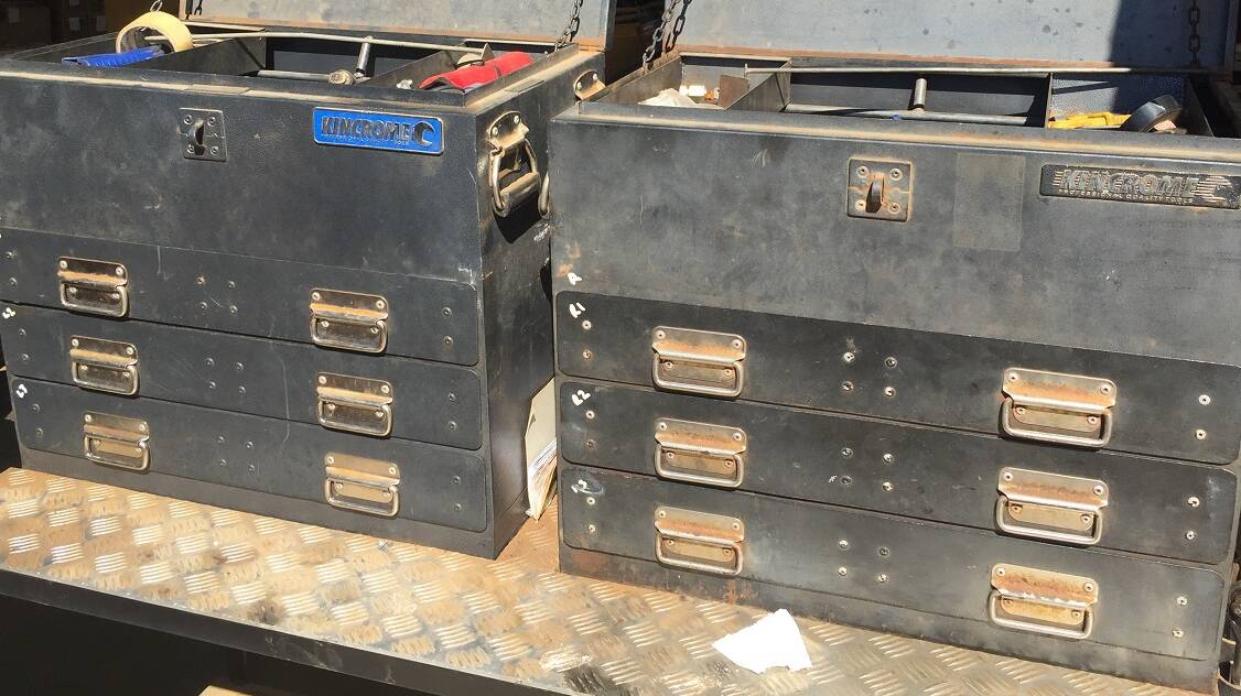 Two tool chest similar to the one pictured were taken in the theft.The stolen item did not have a lid. 