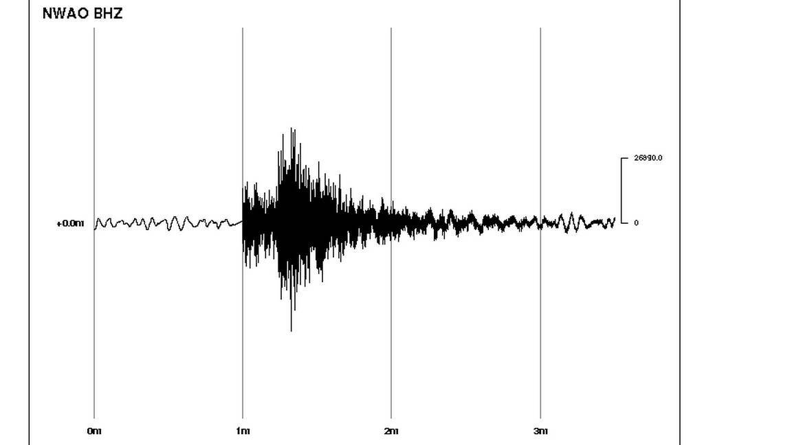 The seismogram of the quake as recorded by a Narrogin observation station. 