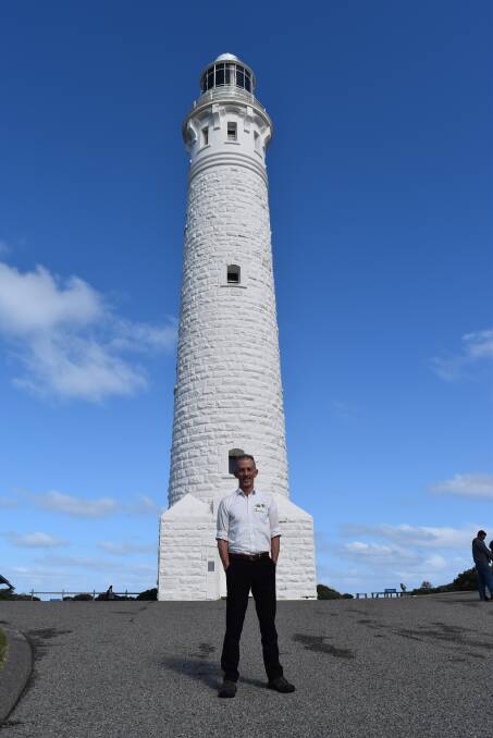 Lighthouse man: Paul Sofilas at Cape Leeuwin Lighthouse, where a gold coin donation will grant visitors access to the grounds this Saturday August 20 for International Lighthouse Weekend. Photo: Nicky Lefebvre