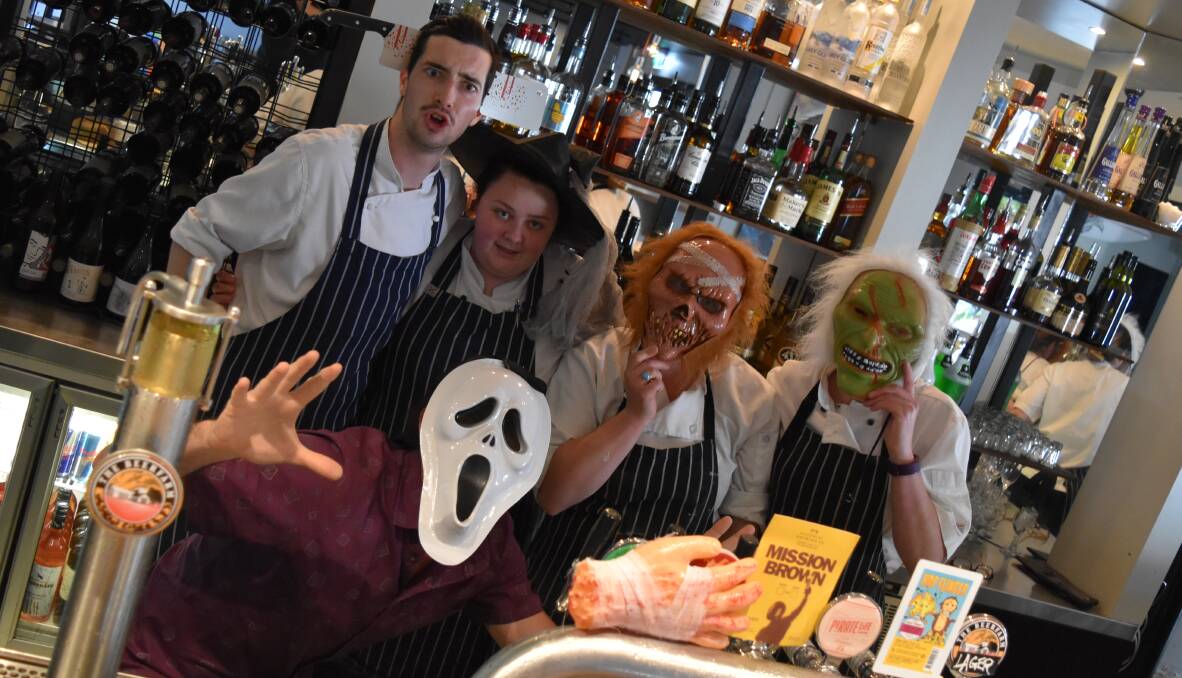 Spooky crew: Tony Breen (front) with The Common kitchen team as they gear up for a huge Halloween celebration at the Gnarabup bistro. Photo: Nicky Lefebvre