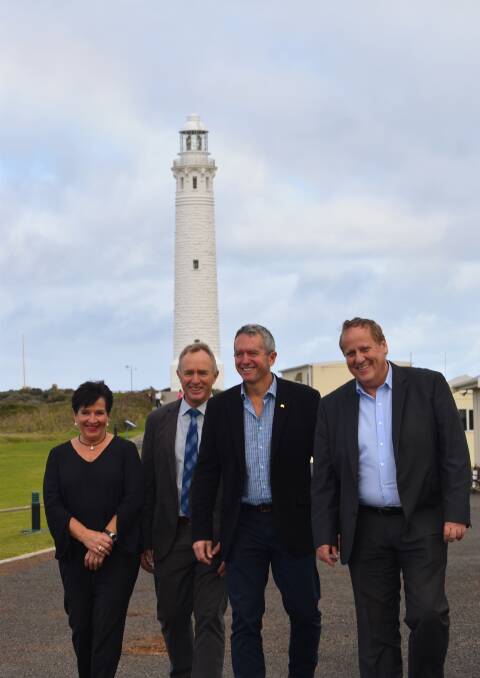 Proud as: Pip Close, Clive Johnson, Terry Redman and Don Punch at Cape Leeuwin Lighthouse. Photos: James Bunting.