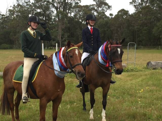 Big weekend: Hannah Simpson and Lilly Martin of the Margaret River Pony Club with Championships won at the Ag Show events held at the Club grounds last weekend. Photo: Supplied.