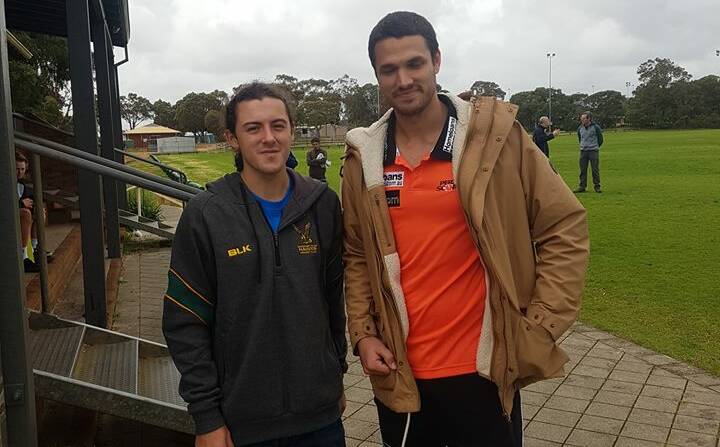 Latest addition: Hawks international recruit, Welshman Mike Humphreys (left) with Aussie cricketer Nathan Coulter-Nile. Photo: HawksCC