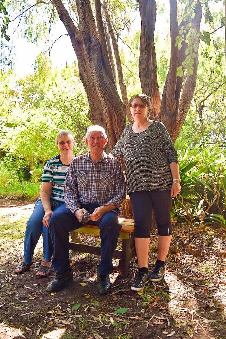 Margaret River Organic Garden Secretary Sharyn Carroll (far right) with garden visitors Ross - who lives with dementia - and his wife Carolyn. 