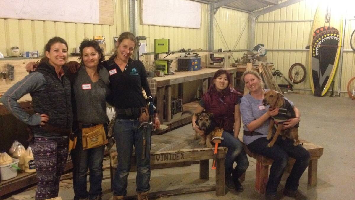 Handy women: Some of the participants of the first pallet furniture workshop held in Margaret River in July. Photo: Shelly Mathey