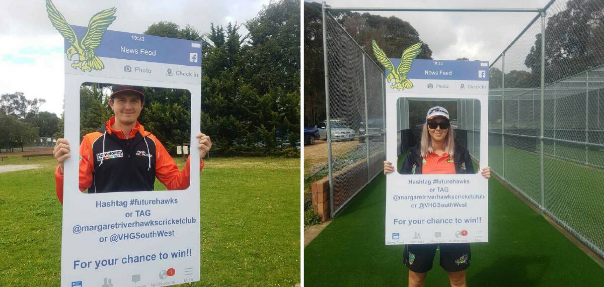 #FutureHawks: Scorchers player Joel Paris and Cricket South West's Rachel Norman getting into the spirit of the new online campaign.