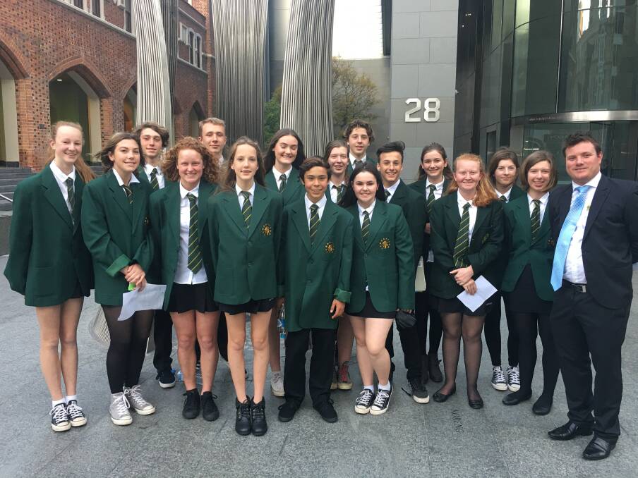 Proud winners: The Margaret River Senior High School group in Perth, where they were awarded top prize at the competition. Photo: Supplied.