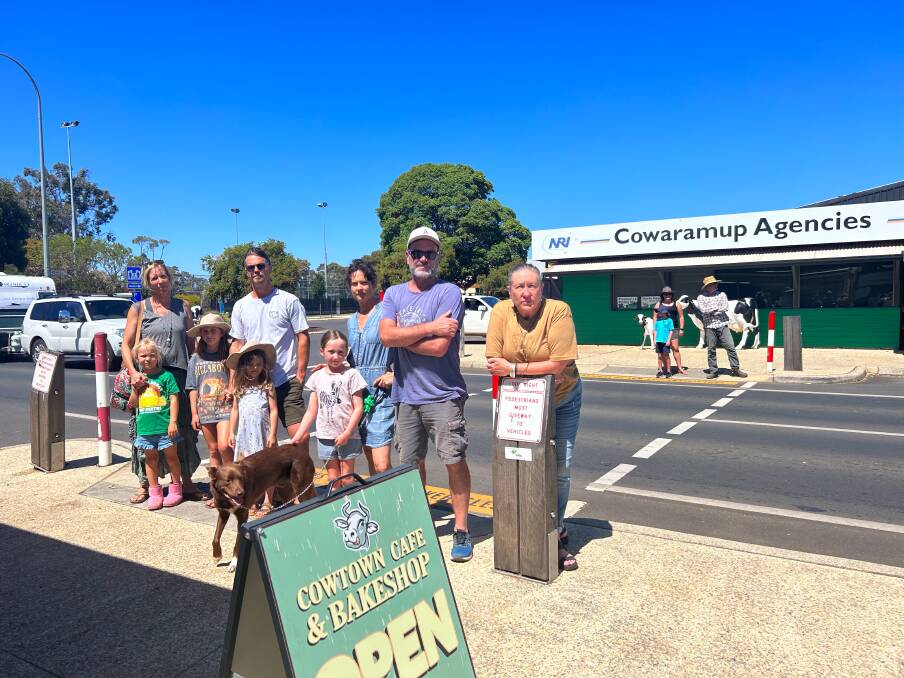 Jane Kelsbie MLA, Member for Warren-Blackwood (right) with local Cowaramup residents at a pedestrian crossing near the Primary School