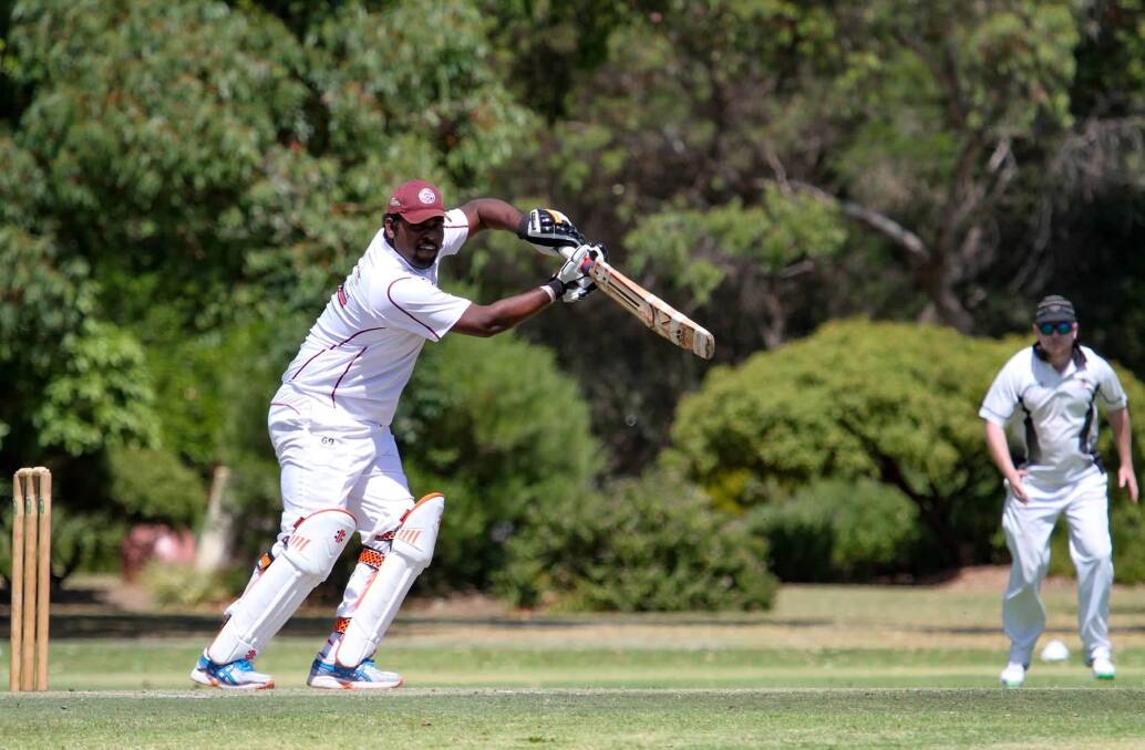 Celebrated import: Kaween De Silva batting for Cowaramup in the 2015/2016 season The cricketer will return to play for the club this season. Photos: Supplied
