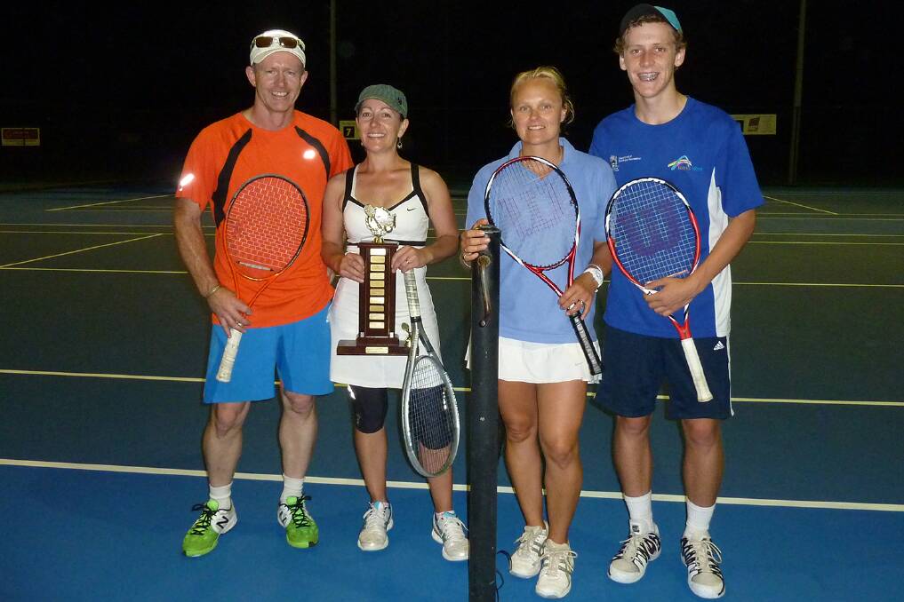 Well done: Margaret River Tennis Club Mixed Doubles champ ions Colin Clark and Beck O?Connell, with runners-up Catie Willcox and Brendan Clark.