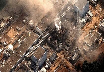 A satellite image shows the destruction at the Fukushima nuclear plant.