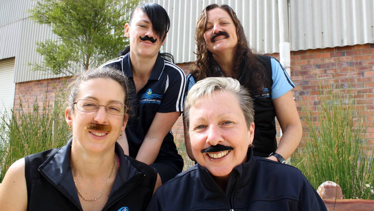 Kristi Head, Sarah Kissell, Chris McCormack and Loz Aldridge of the Margaret River Recreation Centre are rounding up support for Movember with their stick-on ‘Sheriff’ moustaches.