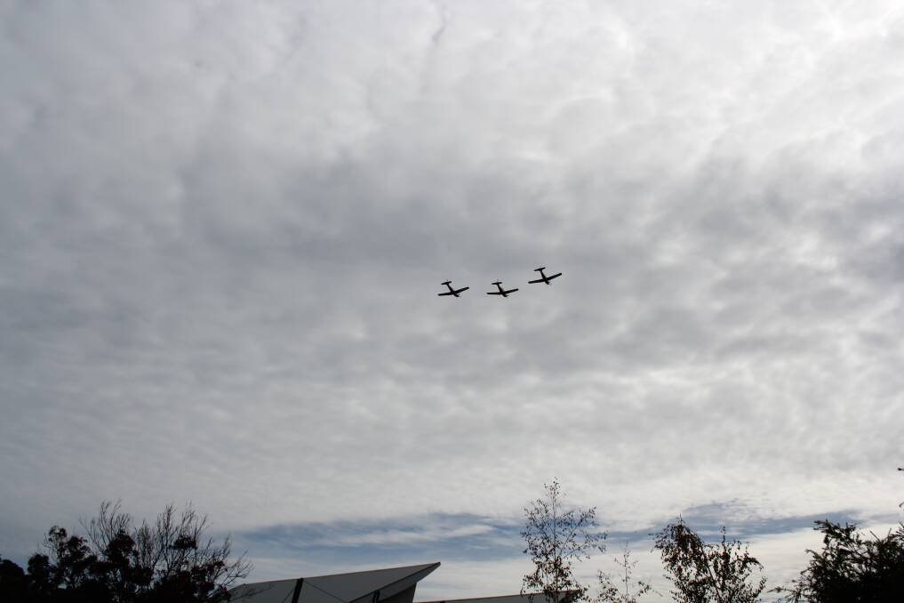 Planes fly for Margaret River's Anzac Day parade.