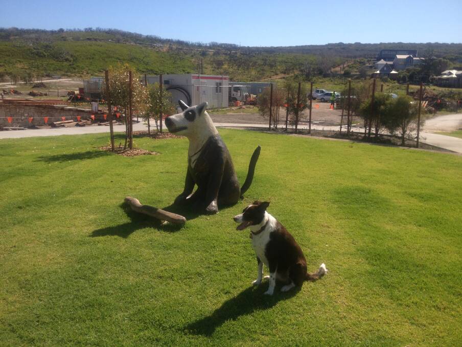 Mimicking: Local Annette Ryan was taking a photo of the new sculpture when her dog came and sat beside it as if to say 'Ok Mum, we can go home now!'.
