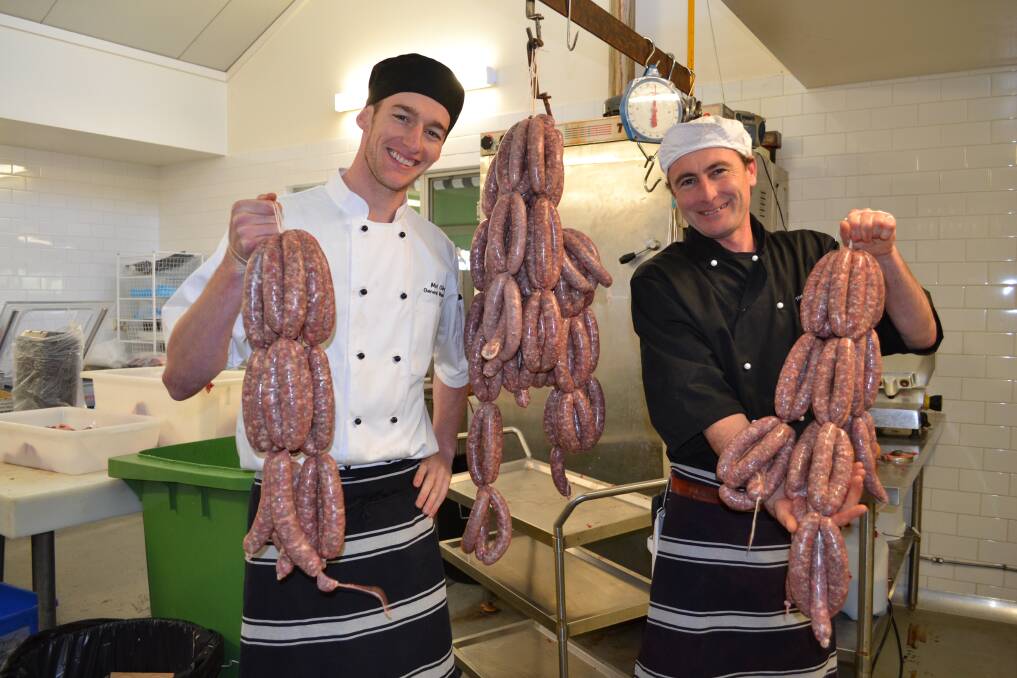 TOP SAUSAGE: The Farm House general manager Matt Gilray and head butcher Brendon Andrew show off their award-winning sausages.