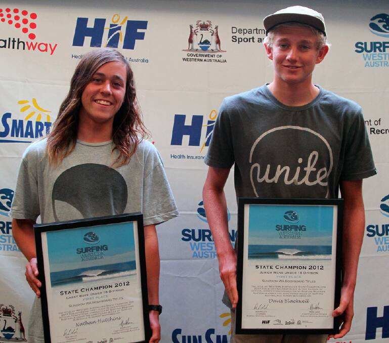 Bodyboarders: Nathan Hutchins and Davis Blackwell won the 2012 Sun Zoom WA Bodyboard State Champion awards.