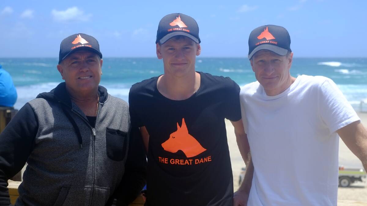 John Farrell with Jed and Boxall support The Great Dane for men's health. 