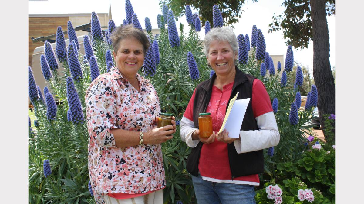 Lorraine Monahan and Sue Winfield with some of the goodies for display at the Augusta Spring Show.