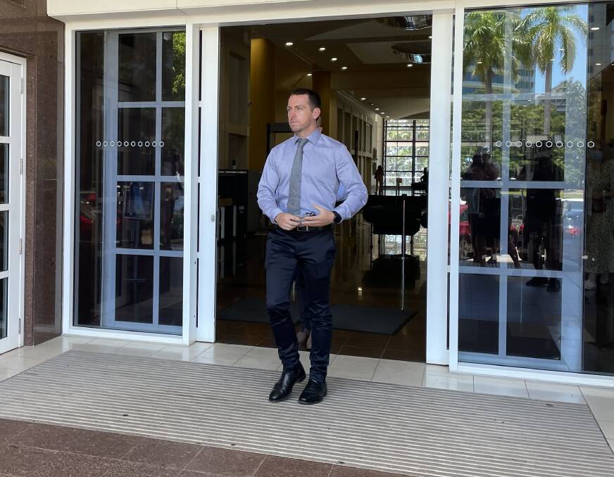 Zachary Rolfe leaves the Darwin Supreme Court on Tuesday. Picture: Sarah Matthews