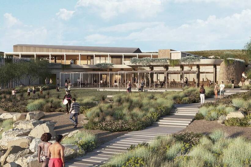 Coastal village: The proposal includes plans to build a tourist resort, campground, surf club and residential development on the site. Picture: Supplied.